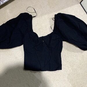 Chic Black Puff Sleeve Blouse